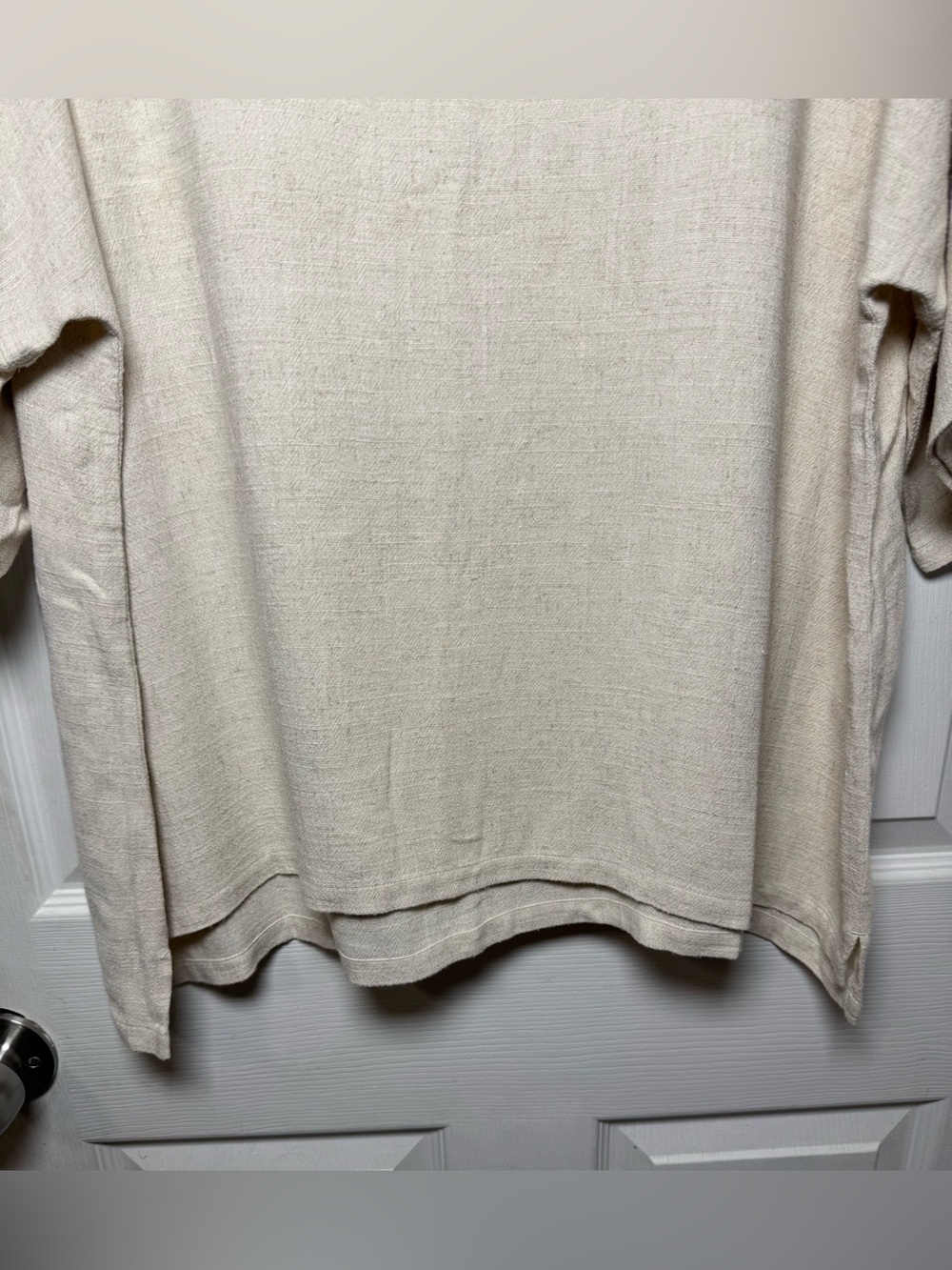 Chico's‎ Linen Blend Cream Tunic Top Women’s (3) US XL Sleeve Button Detailing - Picture 5 of 11